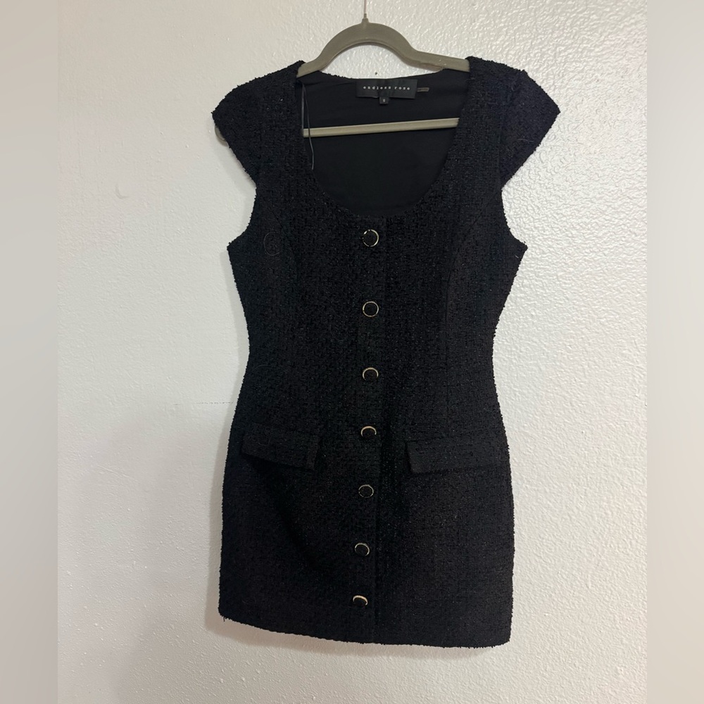 Endless Rose Black Textured Mini Dress